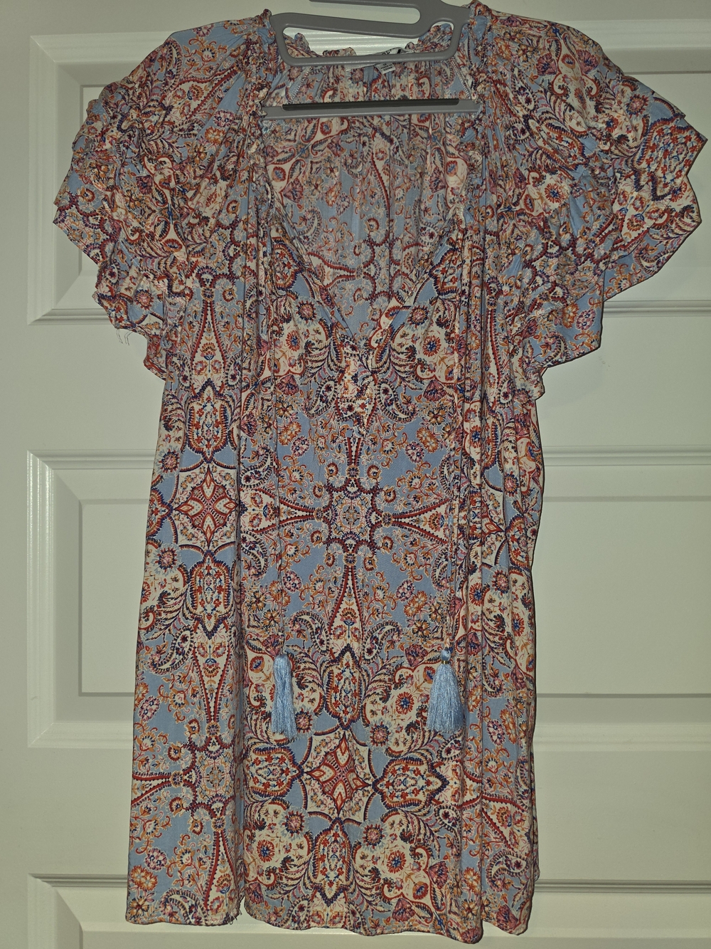 Rose + Olive Paisley Blouse in Blue & Red Size 1x